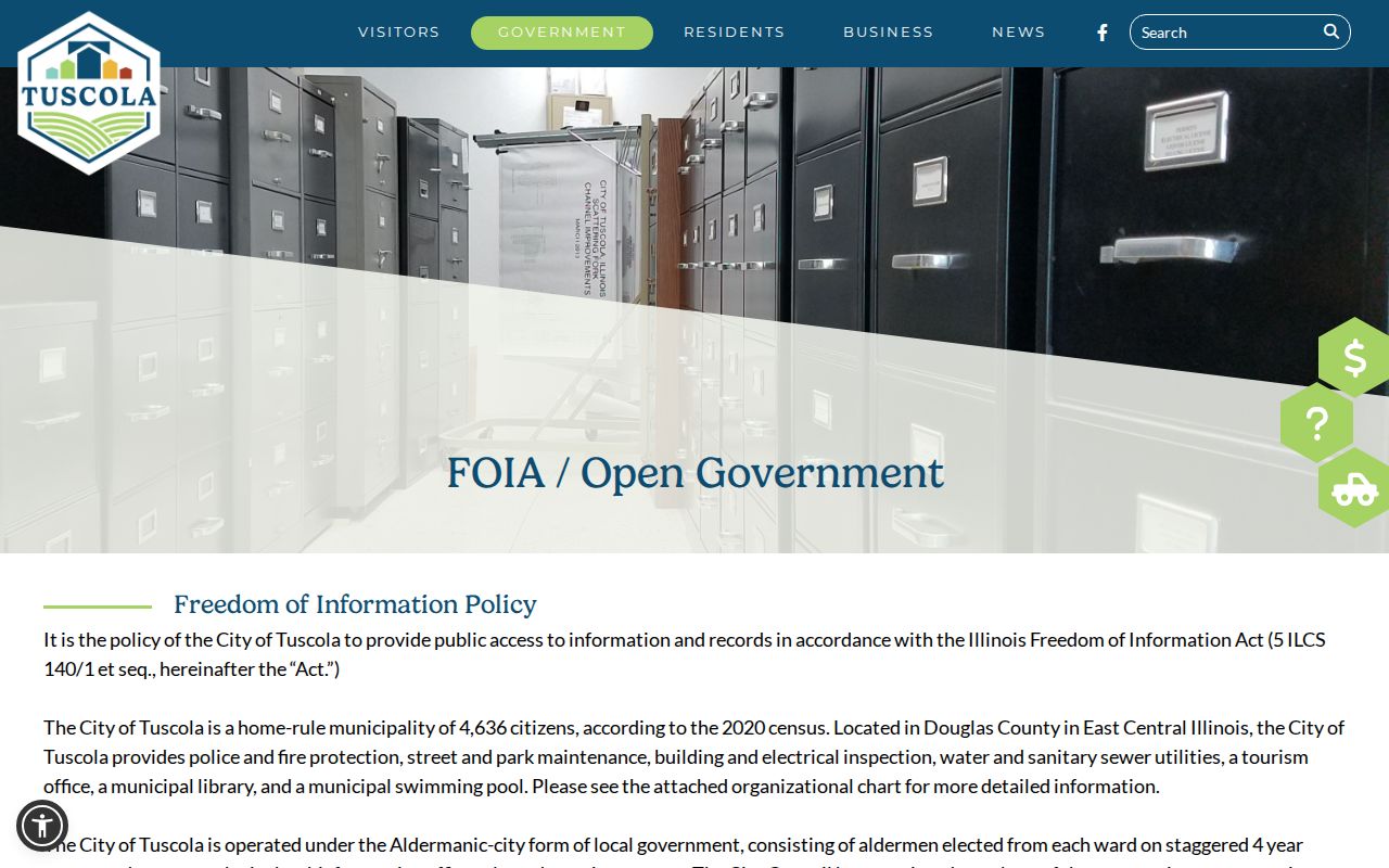 Tuscola criminal records FOIA procedure and City Hall information