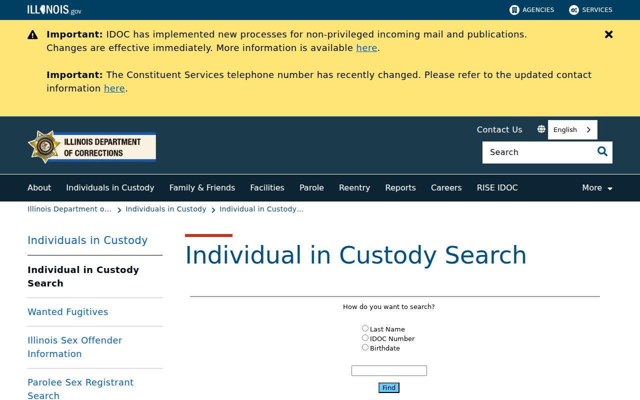 Douglas County criminal history IDOC state custody search