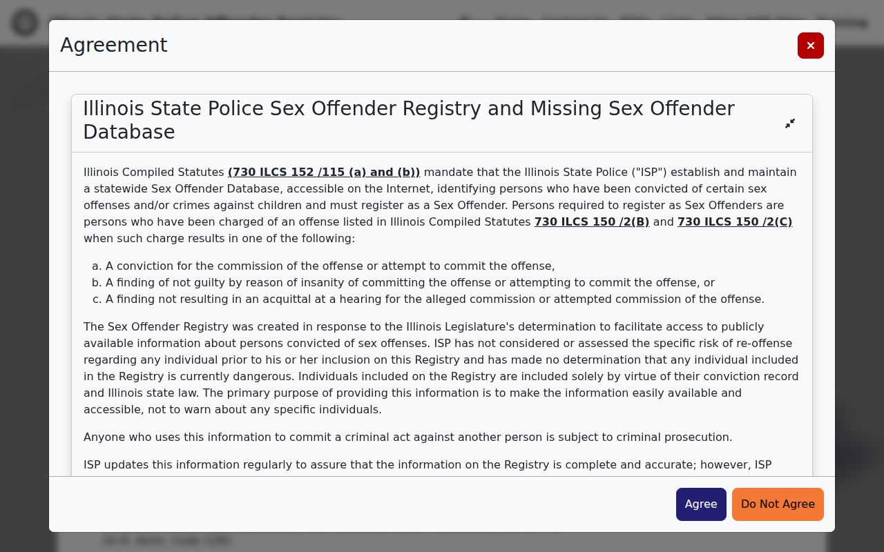 Douglas County sex offender registry search fields and disclaimer